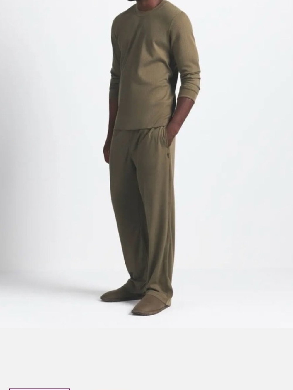Men's Skims Waffle Knit Relaxed Lounge Pants And Top Pajama Brown